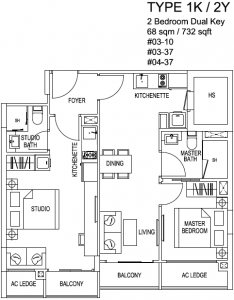 Kensington Square Floor Plans 2BR Dual Key